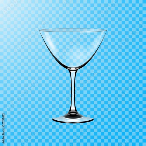 Transparent vector glass. Glass goblet for martini cocktails vector illustration EPS10.