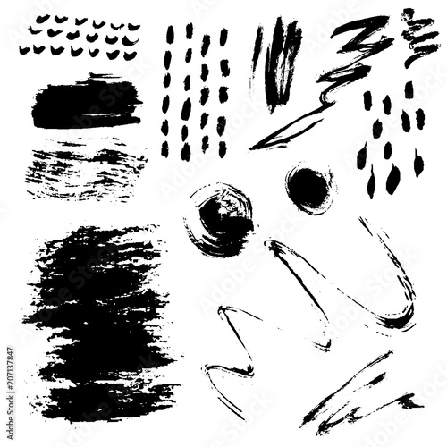 Different grunge brush strokes ink art texture dirty creative grungy element ...