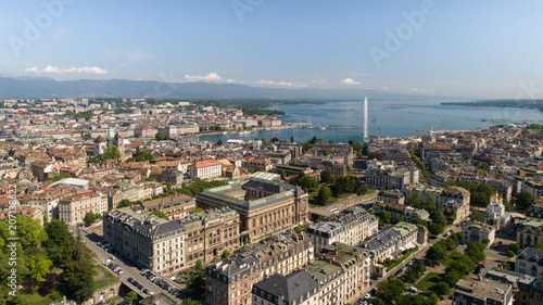 Geneva Switzerland aerial shots of the city and lake © Nikola Zivic