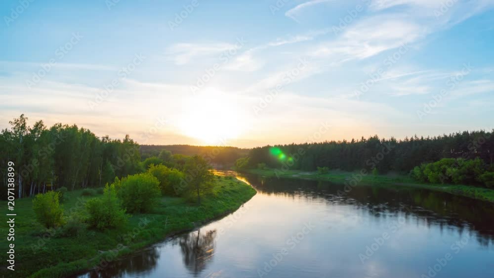 Sunset over the Neris River, time-lapse Sunset over the Neris River, time-lapse
