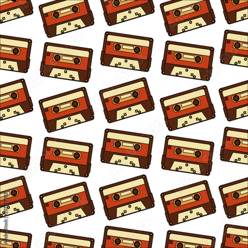 retro vintage cassette tape record pattern vector illustration