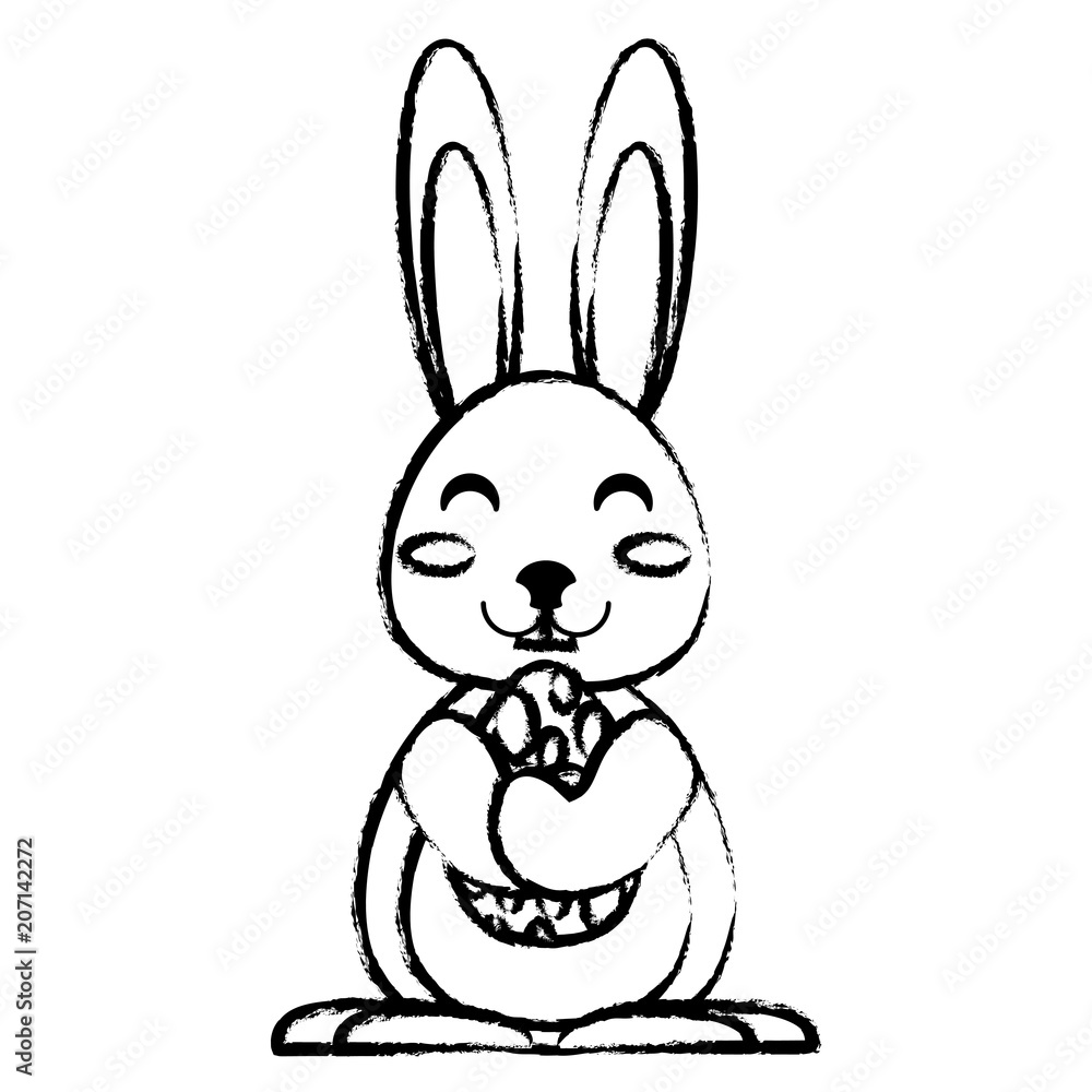 Obraz premium cute bunny with easter egg over white background, vector illustration