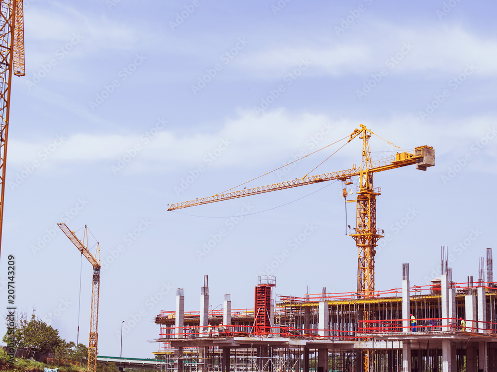 Construction crane on construction site