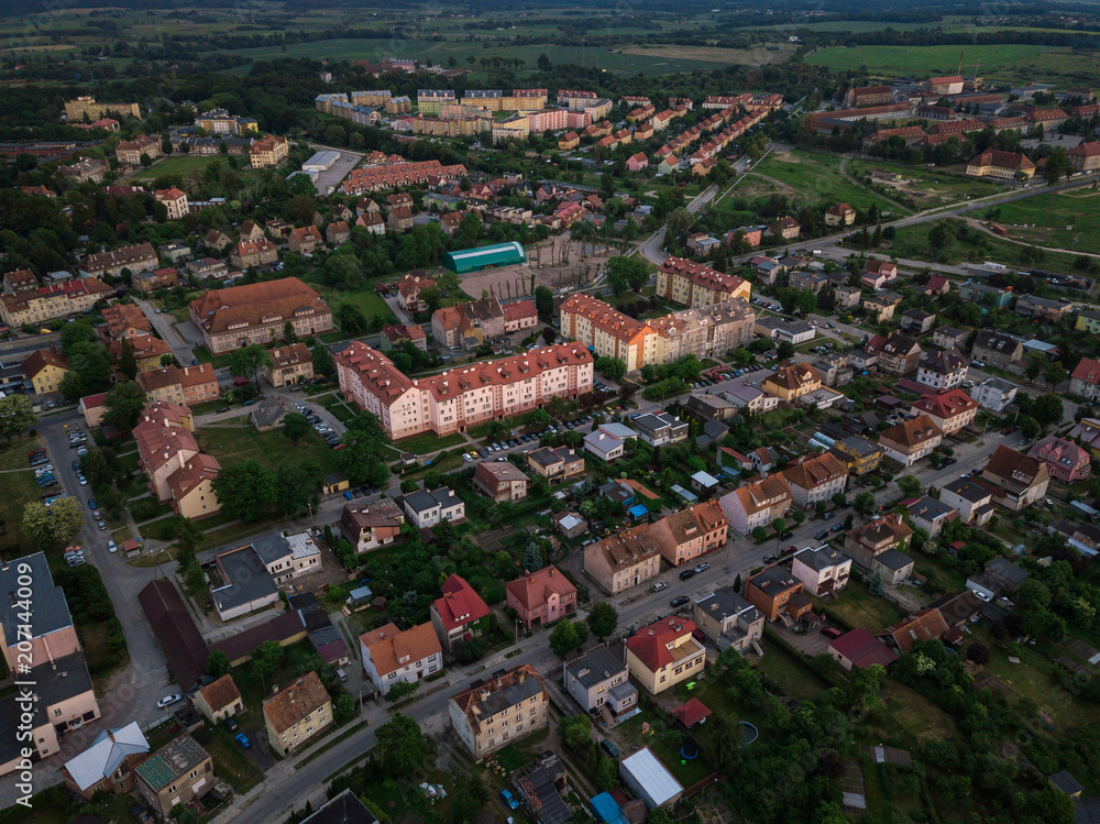 Aerial: Residential area of Braniewo town, Poland Aerial: Residential area of Braniewo town, Poland