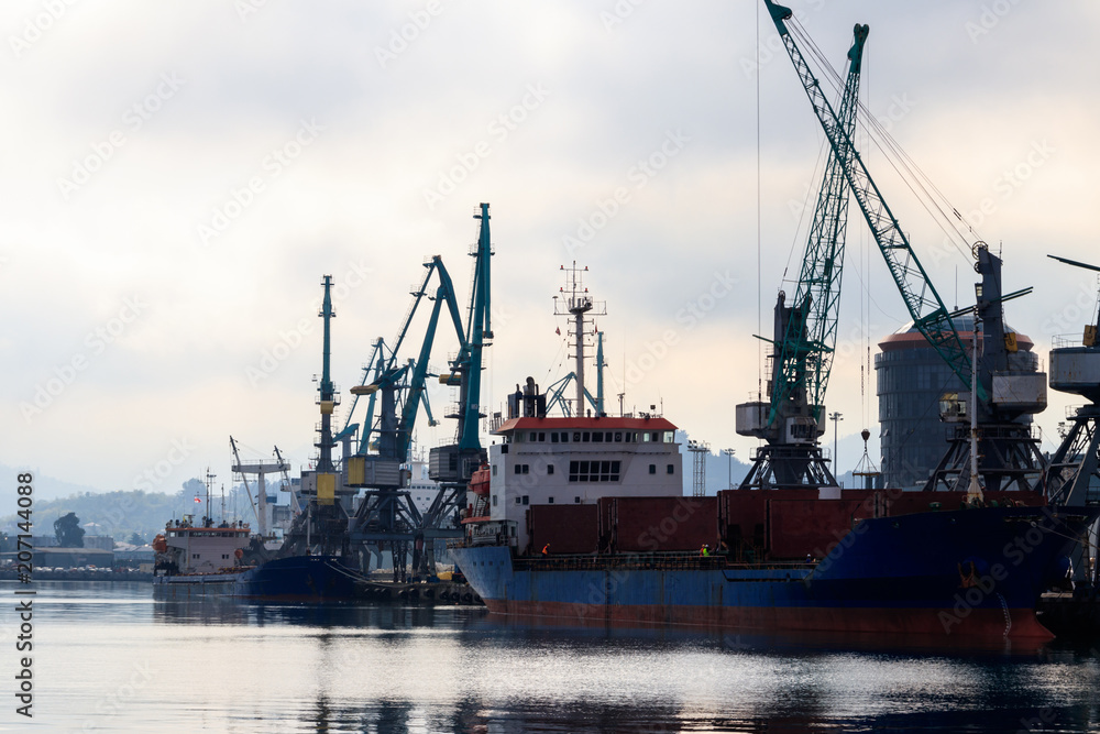 Cargo port on Black Sea in Batumi, Georgia