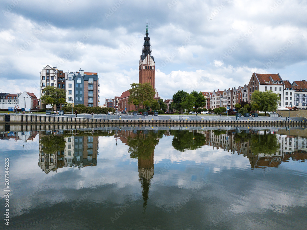Obraz premium Aerial: Old town of Elblag, Poland