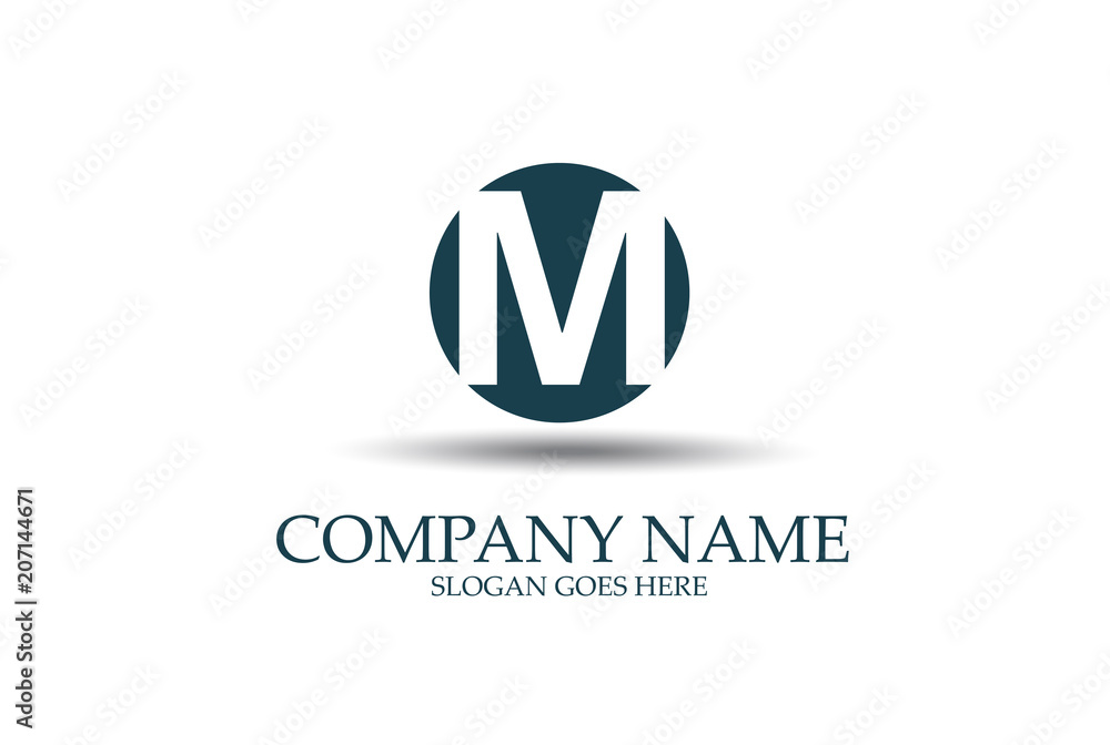  M Cicle Letter Identity Logo Design Vector.