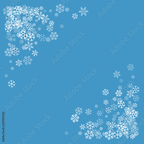 Frame or border of random scatter snowflakes