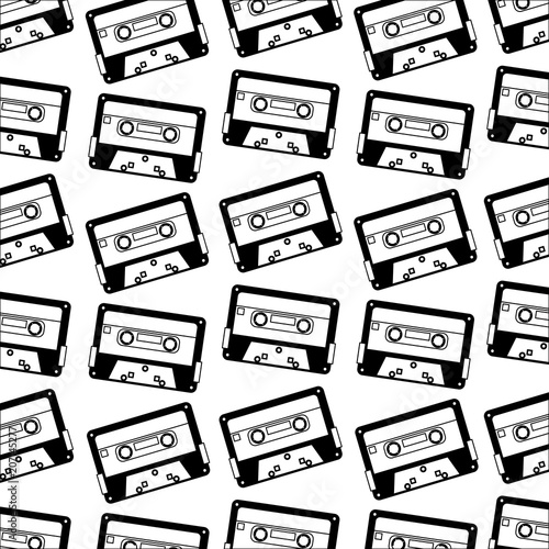 retro vintage cassette tape record pattern vector illustration