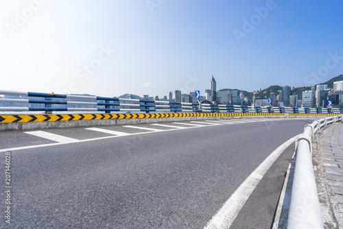 city skyline with empty floor