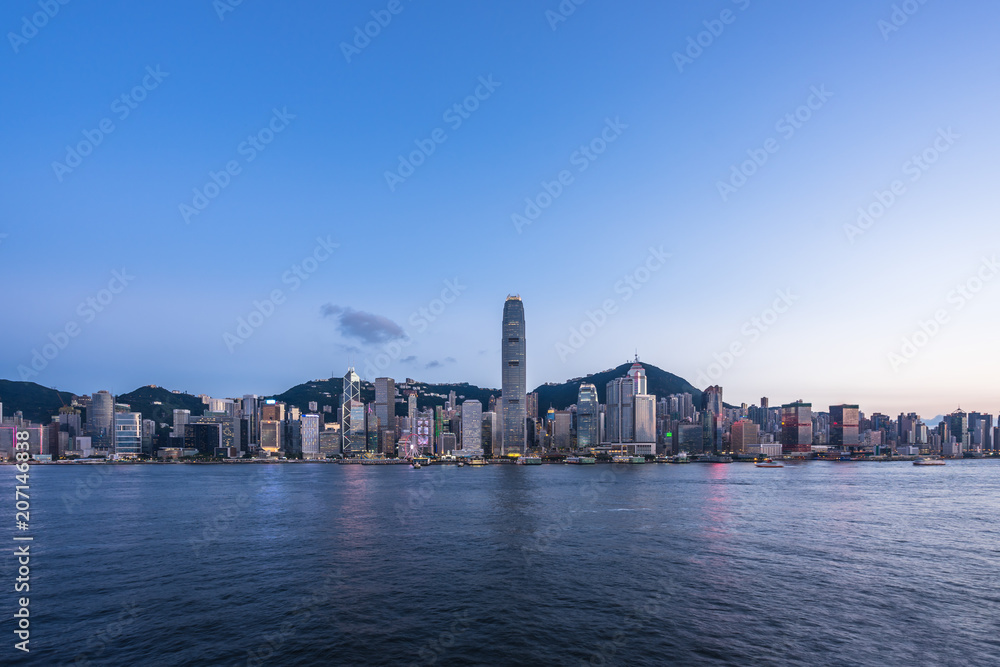 city skyline in hongkong china