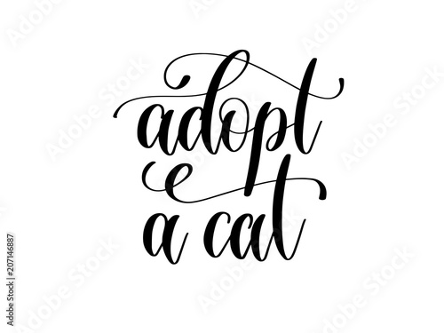 adopt a cat - hand lettering text positive quote
