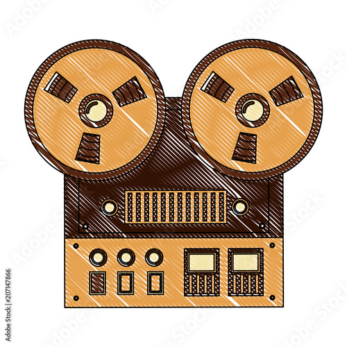reel to reel tape recorder audio retro device vector illustration  drawing