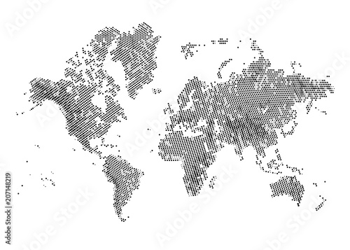 World map with circular halftone effect