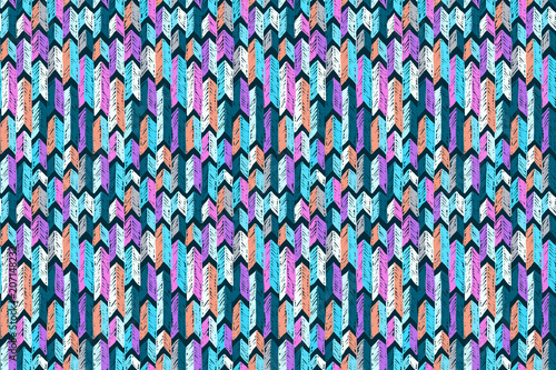 Fabric pattern. Tribal ornament. Ethnic style. Embroidery effect illustration. Mexican fabric. Brazilian textile. Vector pattern for fashion design, interior or printed products.