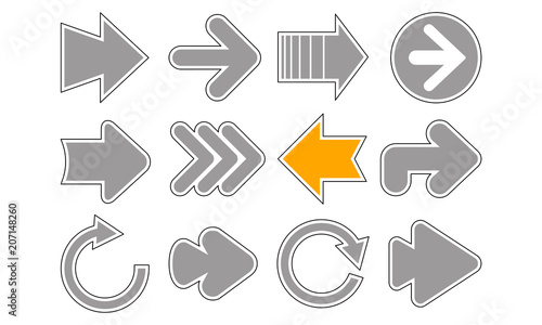 Set of directional simetrical arrows