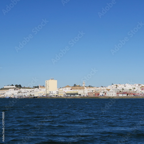 view from the border, the border between portugal and spain in spain, ayamonte,