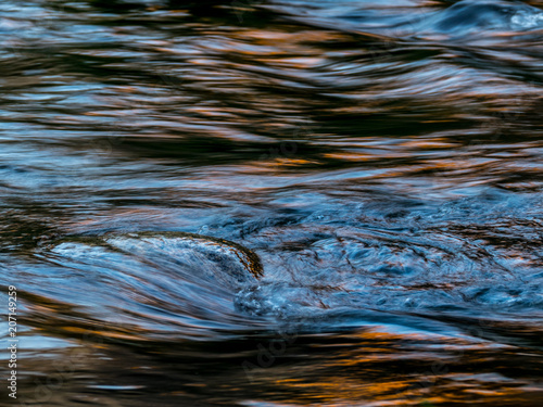 SUNSET REFLECTIONS ON MERCED RIVER YOSEMITE NATIONAL PARK