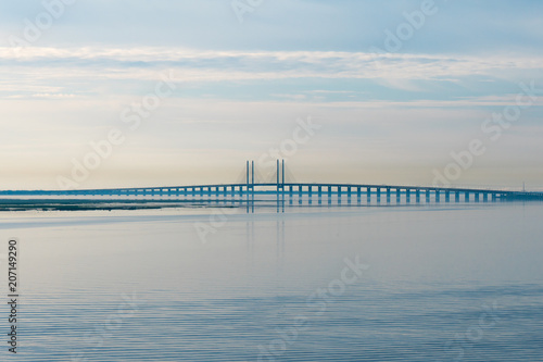 Canvas Print Storstrømsbroen bridge during sunrise