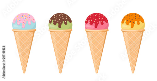 Vector illustration. Set of delicious ice cream.