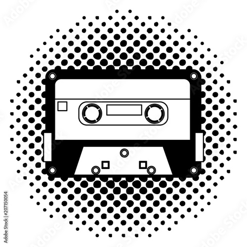 retro vintage cassette tape record music vector illustration  halftone