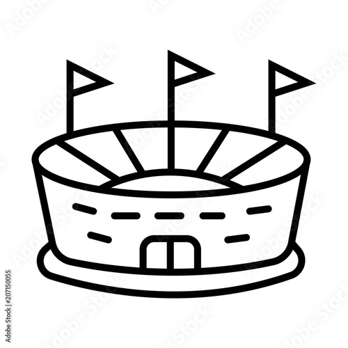 Stadium icon in black style isolated on white background. Building symbol stock vector illustration.