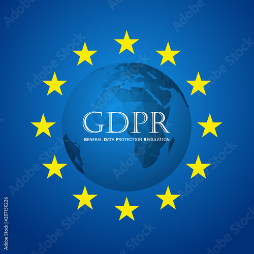 GDPR abstract background template with round city.