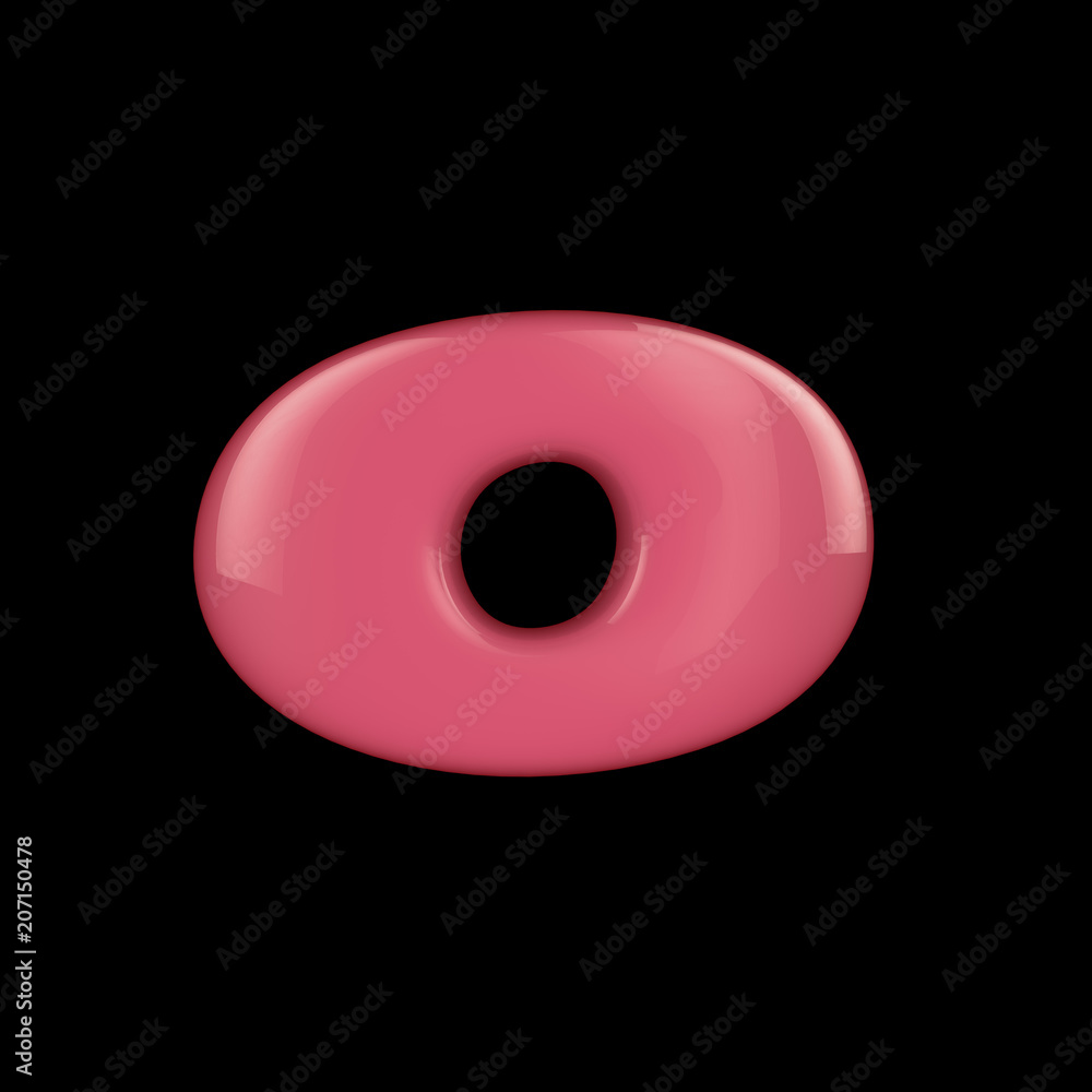 Letters color O isolated on black, 3d render