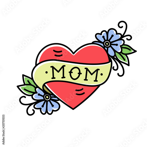 Tatoo with Mom inscription in heart shape