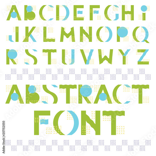 Abstract colorful geometric font in memphis style