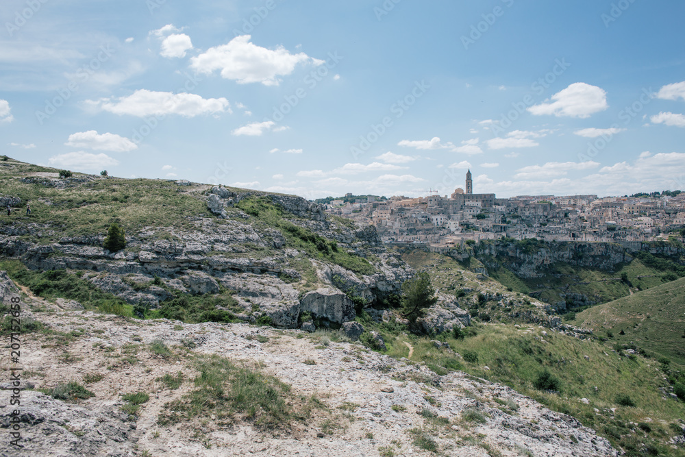 Matera apulia vintage Old City and rocks and houses in Italy