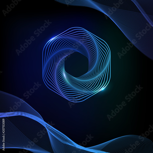 Music abstract background blue. Dynamic music waves. Equalizer for music.