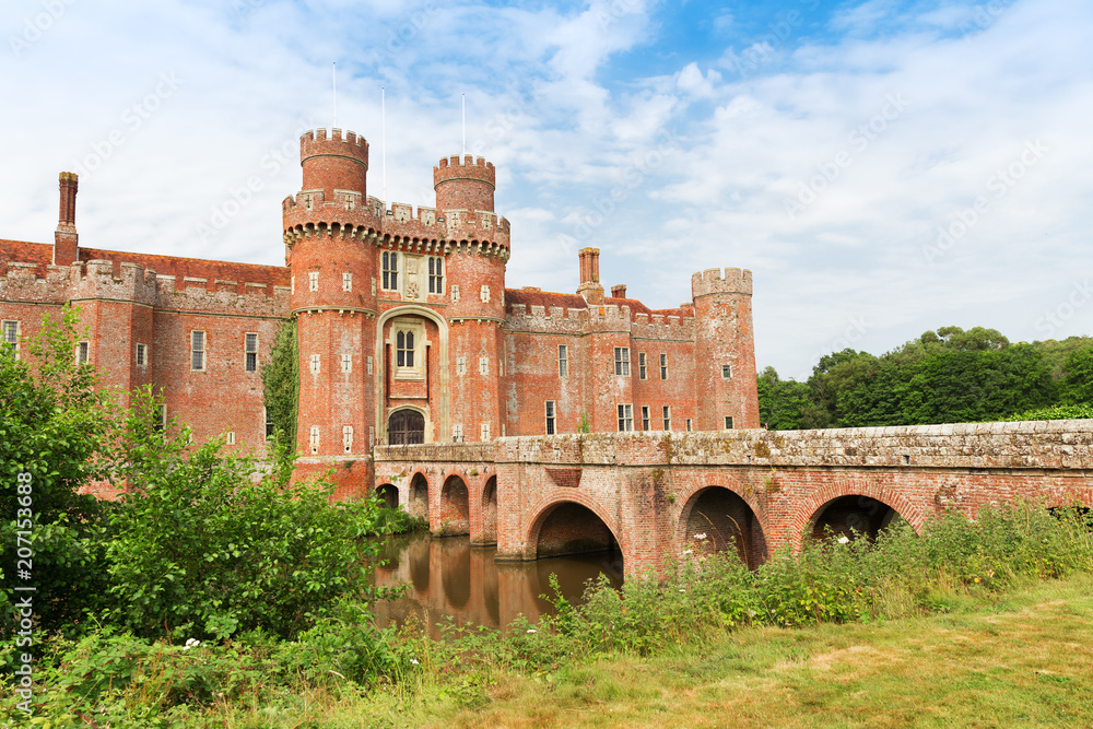 Brick Herstmonceux castle in England East Sussex of 15th century