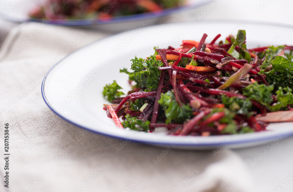 Beet and Carrot Salad with Kale and Sprouts