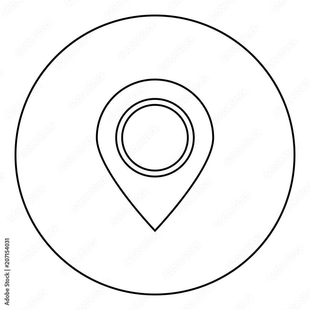 Sign location icon black color in circle Sign location icon black color in circle
