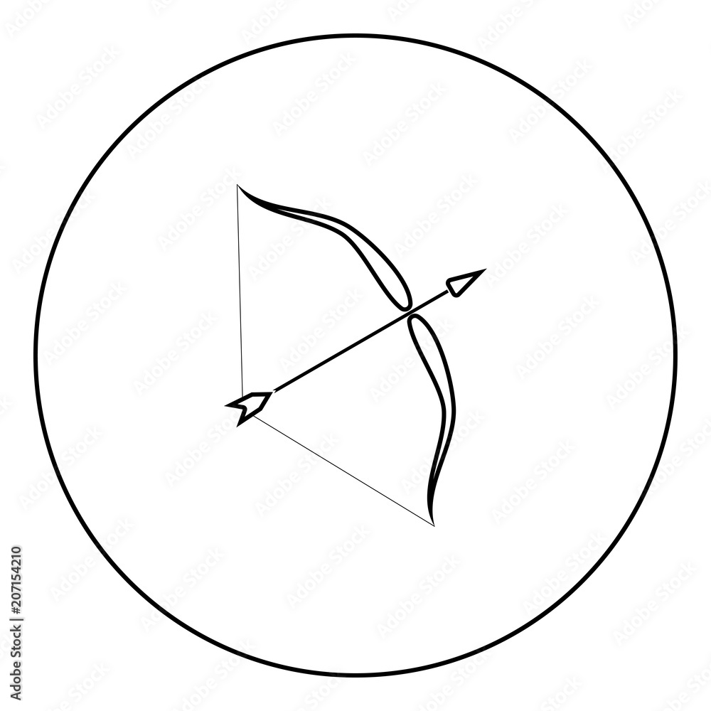 Bow and arrow icon black color in circle Bow and arrow icon black color in circle