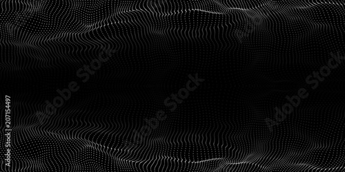Technology dark background. Vector futuristic wave 3d. Cyber technology. Big data.