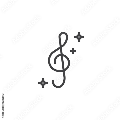 Treble Clef outline icon. linear style sign for mobile concept and web design. Musical note simple line vector icon. Symbol, logo illustration. Pixel perfect vector graphics
