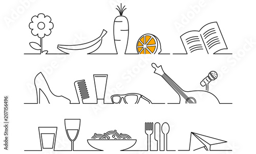 Set of leisure activities continuous elements