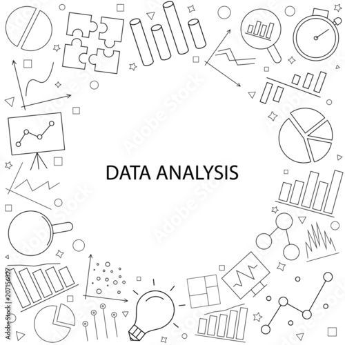 Vector data analysis pattern with word. Data analysis background 