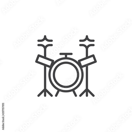 Drum kit outline icon. linear style sign for mobile concept and web design. Music drum set line vector icon. Symbol, logo illustration. Pixel perfect vector graphics