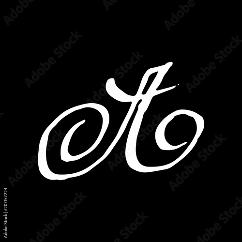 Letter A. Handwritten by dry brush. Rough strokes textured font. Vector illustration. Grunge style alphabet.