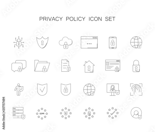 Privacy policy icon set. Line icon vector.