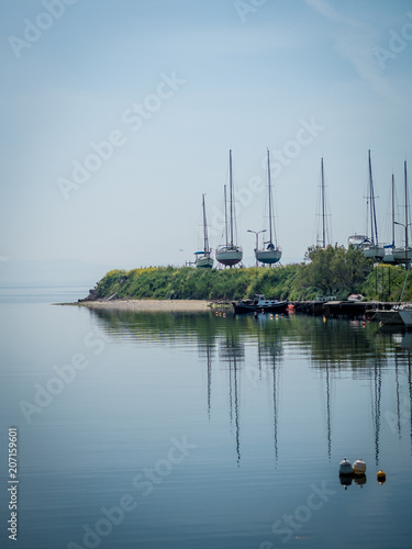 Boats moored at a marina, Thessaloniki, Macedonia and Thrace, Greece photo