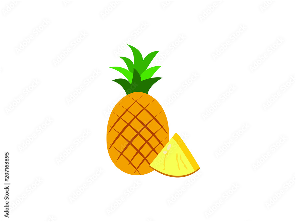 Pineapple fruit. Vector illustration flat icon isolated on white background Pineapple fruit. Vector illustration flat icon isolated on white background