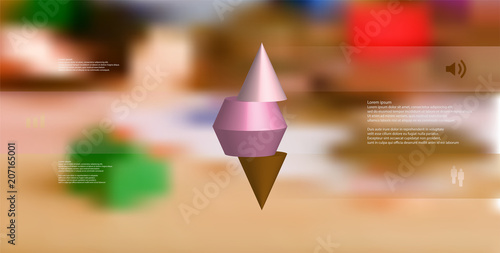 3D illustration infographic template with spiked cone horizontally sliced to three parts