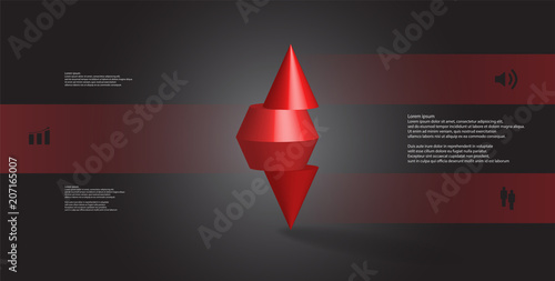 3D illustration infographic template with spiked cone horizontally sliced to three parts