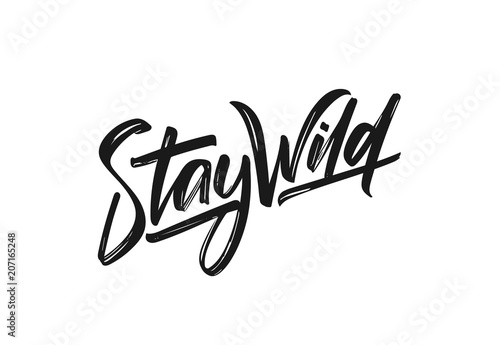 Vector illustration: Handwritten calligraphic lettering of Stay Wild.