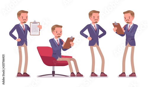 Male office secretary doing administrative work