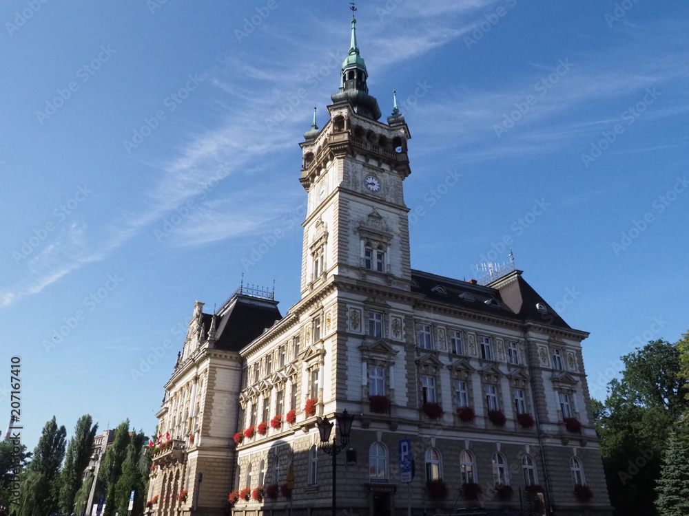 Awesome historical town hall building in european city center of BIELSKO-BIALA in Poland Awesome historical town hall building in european city center of BIELSKO-BIALA in Poland